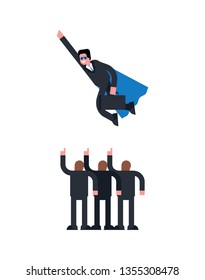 Super Businessman. Superhero manager. Worker in cloak. Superpowers boss