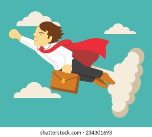 Super businessman. Vector flat illustration