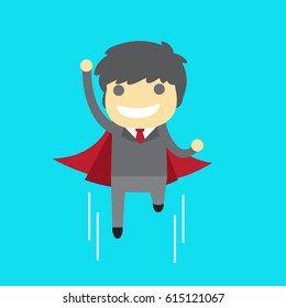 Super  businessmen in red capes flying upwards to their success