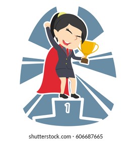 super businesswoman with award