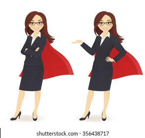 Super businesswoman in different poses