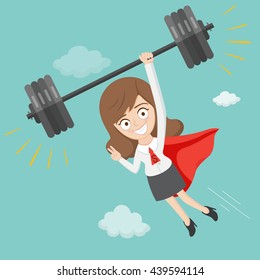 Super businesswoman flying, vector illustration cartoon