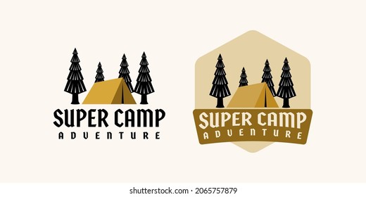 Design-Vorlage für Super Camp-Adventure-Logos mit Hexagon-Form