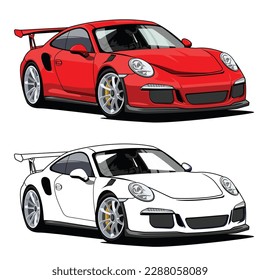 super car black and white vector design
