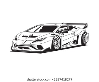 super car coloring page vector for vehicle illustration graphic