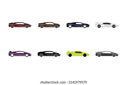 Super car design concept. Unique modern realistic art. Generic luxury automobile. Car set vector, presentation side view