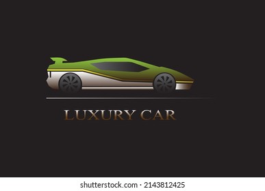 Super car design concept. Unique modern realistic art. Generic luxury automobile. Car presentation side view. Isolated on black background.