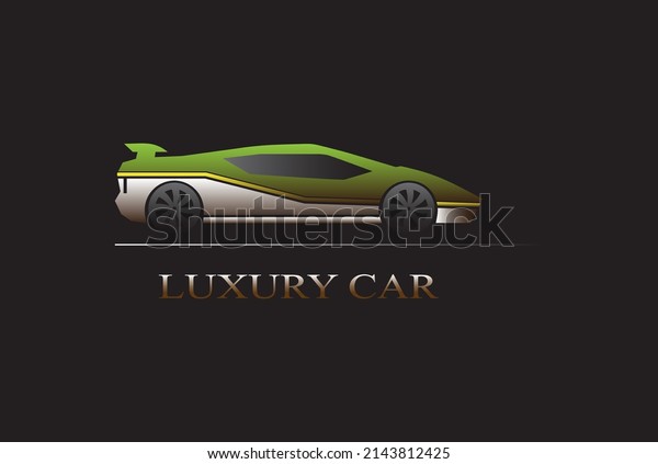 Super car design concept. Unique modern\
realistic art. Generic luxury automobile. Car presentation side\
view. Isolated on black\
background.