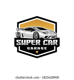 super car design with emblem logo style