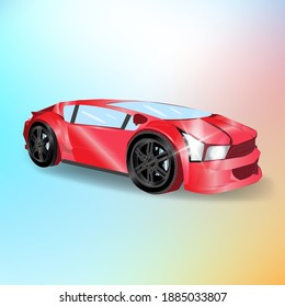 Vector de diseño de supercoches. Arte realista y moderno único. Automóvil deportivo de lujo rojo.