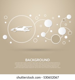 Super Car icon on a brown background with elegant style and modern design infographic. Vector illustration