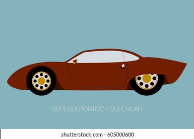 super car icon, side view,  flat design style