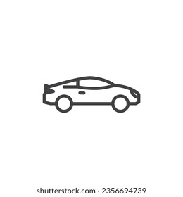 Icono de la línea del superauto. signo de estilo lineal para concepto móvil y diseño web. Icono del vector del contorno de la vista lateral del coche deportivo. Símbolo, ilustración del logotipo. Gráficos vectoriales