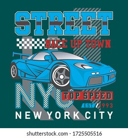 Super car top speed vintage design for t-shirt printing