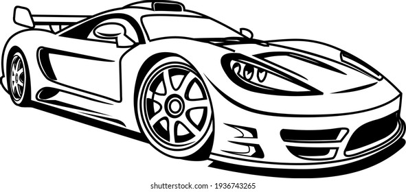 Super car vector icon line art