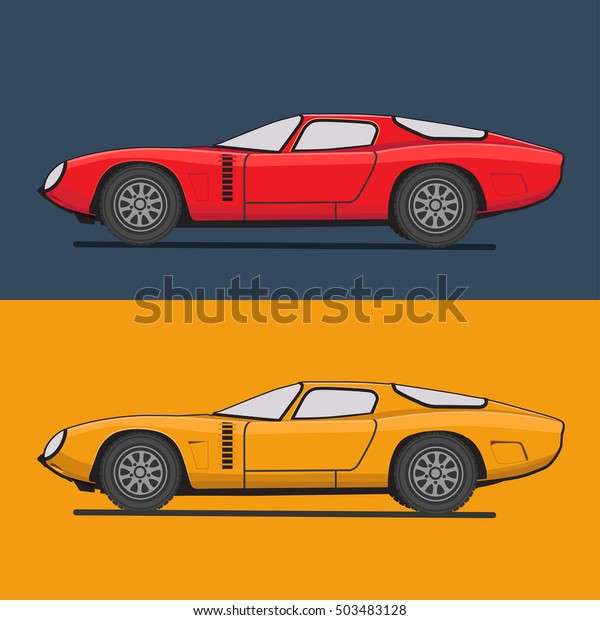 Super car vector illustration. Unique realistic\
art. Car presentation side\
view