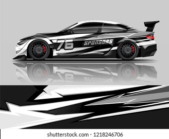 Super Car wrap design vector. Graphic abstract stripe racing background kit designs for Racing vehicles.