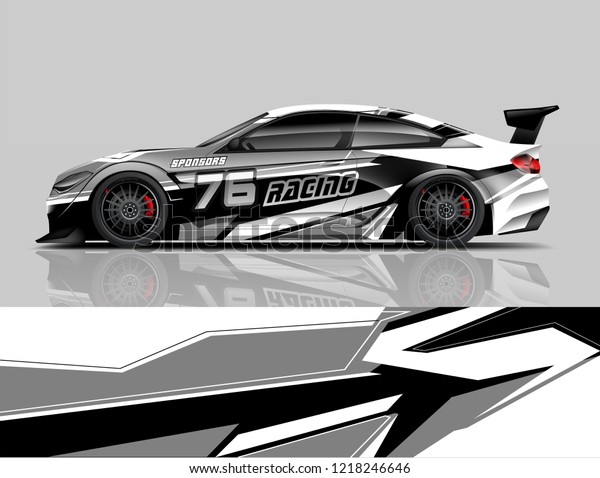 Super Car wrap design\
vector. Graphic abstract stripe racing background kit designs for\
Racing vehicles.