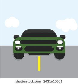 super care race, front view, car front, road drive, drive, car side view, sky car, eco car, eco vehicle, fast, shiny, travel, automobile, auto, signs icon, illustration, vector, background, wallpaper.