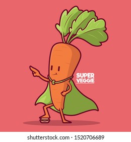 Super Carrot vector illustration. Healthy food, organic, vegetable design concept