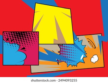 Super Cartoon Background, comic book abstract backdrop. Retro vector comics pop art illustration design.