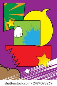 Super Cartoon Background, comic book abstract backdrop. Retro vector comics pop art illustration design.