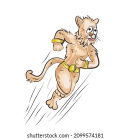 Super Cat Cartoon Animal Character Superhero Vector Illustration