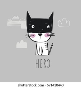 Super Cat. Cartoon print. 