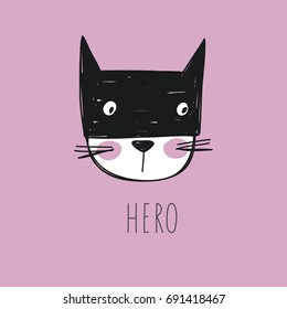 Super Cat. Cartoon print. 