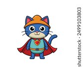 Super cat cartoon vector illustration for Halloween design, perfect for festive concepts.