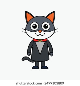 Super cat cartoon vector illustration for Halloween design, perfect for festive concepts.