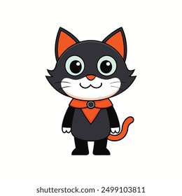 Super cat cartoon vector illustration for Halloween design, perfect for festive concepts.