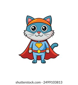 Super cat cartoon vector illustration for Halloween design, perfect for festive concepts.