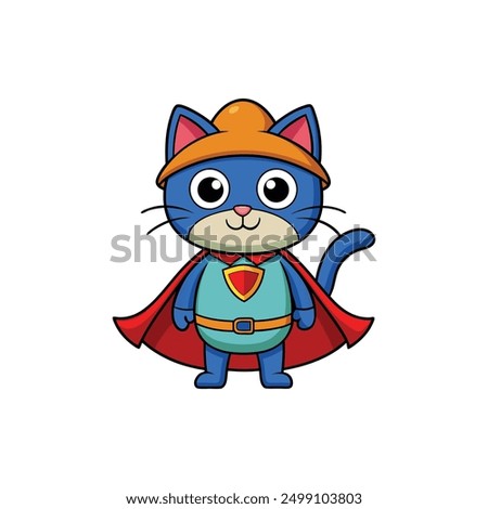 Super cat cartoon vector illustration for Halloween design, perfect for festive concepts.