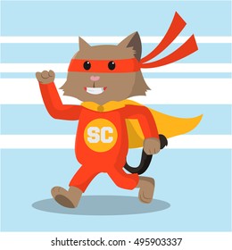 super cat running vector illustration design