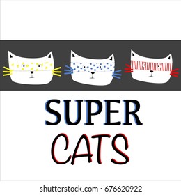 super cats vector illustration