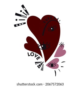 Super chic abstract heart with real eyes, vector art for screen printing, sublimation or anything your imagination wants RH+