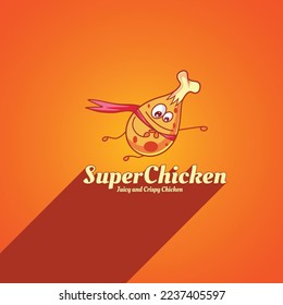 Super chicken juicy and crispy vector logo design.