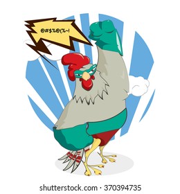 Super Chicken pose and speech bubble
