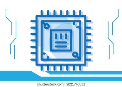 Símbolo de icono de Super Chip de la colección de inteligencia artificial moderna para concepto móvil y diseño de aplicaciones web. Iconos de línea vectorial relacionados con tecnología digital y robótica inteligente. 
