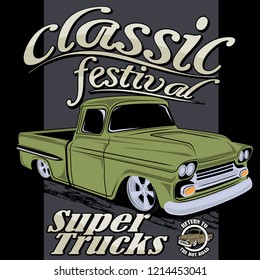 super classic truck, vector car illustration