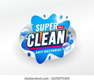 super clean powder or liquid detergent label design vector