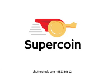 Super Coin comic abstract Mascot Logo Design Illustration