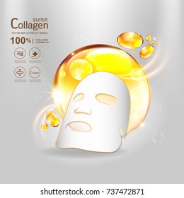 Super Collagen or Serum Vitamin Vector Background Skin Care Cosmetic concept.