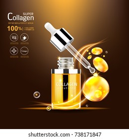 Super Collagen or Serum Vitamin Vector Background for Skin Care Cosmetic Products.