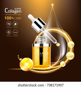 Super Collagen or Serum Vitamin Vector Background for Skin Care Cosmetic Products.