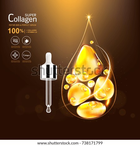 Super Collagen or Serum Vitamin Vector Background for Skin Care Cosmetic Products.