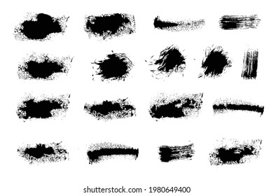 Super collection of black brush strokes grunge design elements. A hand-picked collection of paint brushes for your projects.