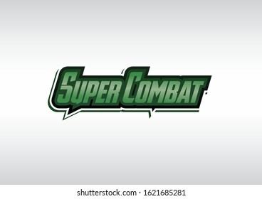 Super Combat text vector design template with green color concept