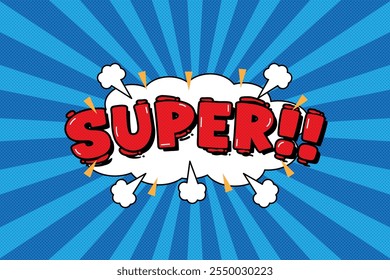 Super! Comic Book Speech Bubble Text Design Effect Element Retro Pop Art Style